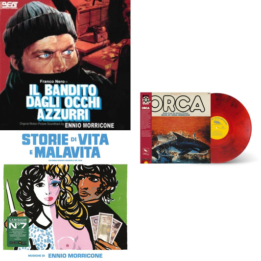 Ennio Morricone - Blue-Eyed Bandit (Il Bandito Dagli Occhi Azzurri) Ost & Storie Di Vita E Malavita (Colonna Sonora Originale Del Film) & Orca (Music From The Motion Picture) (Reel Cut Series) (Red LP Vinyl)