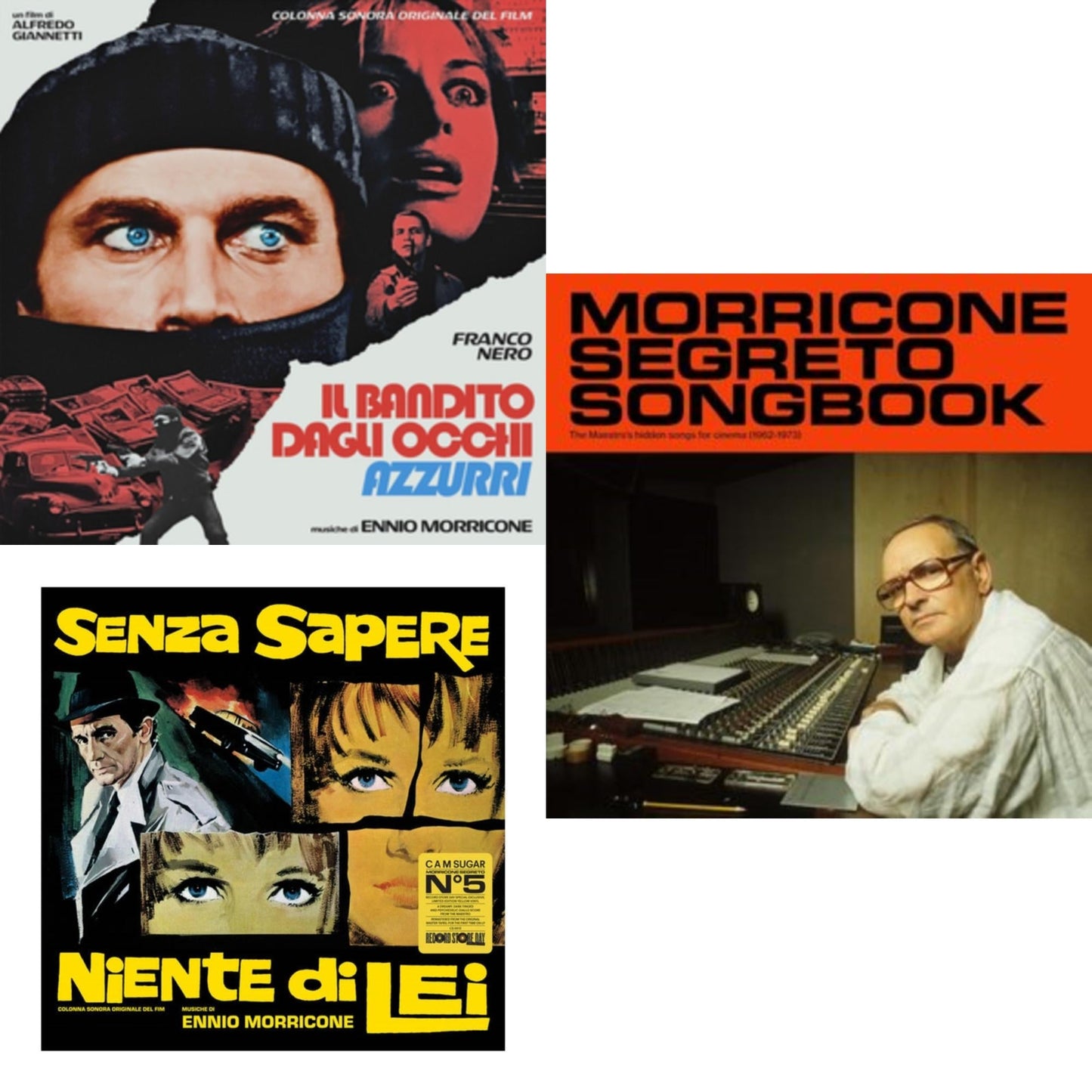 Ennio Morricone - Blue-Eyed Bandit (Il Bandito Dagli Occhi Azzurri) Ost (Blue LP Vinyl) (Rsd) & Senza Sapere Niente Di Lei (Yellow LP Vinyl) & Morricone Segreto Songbook (1962-1973) (2LP)