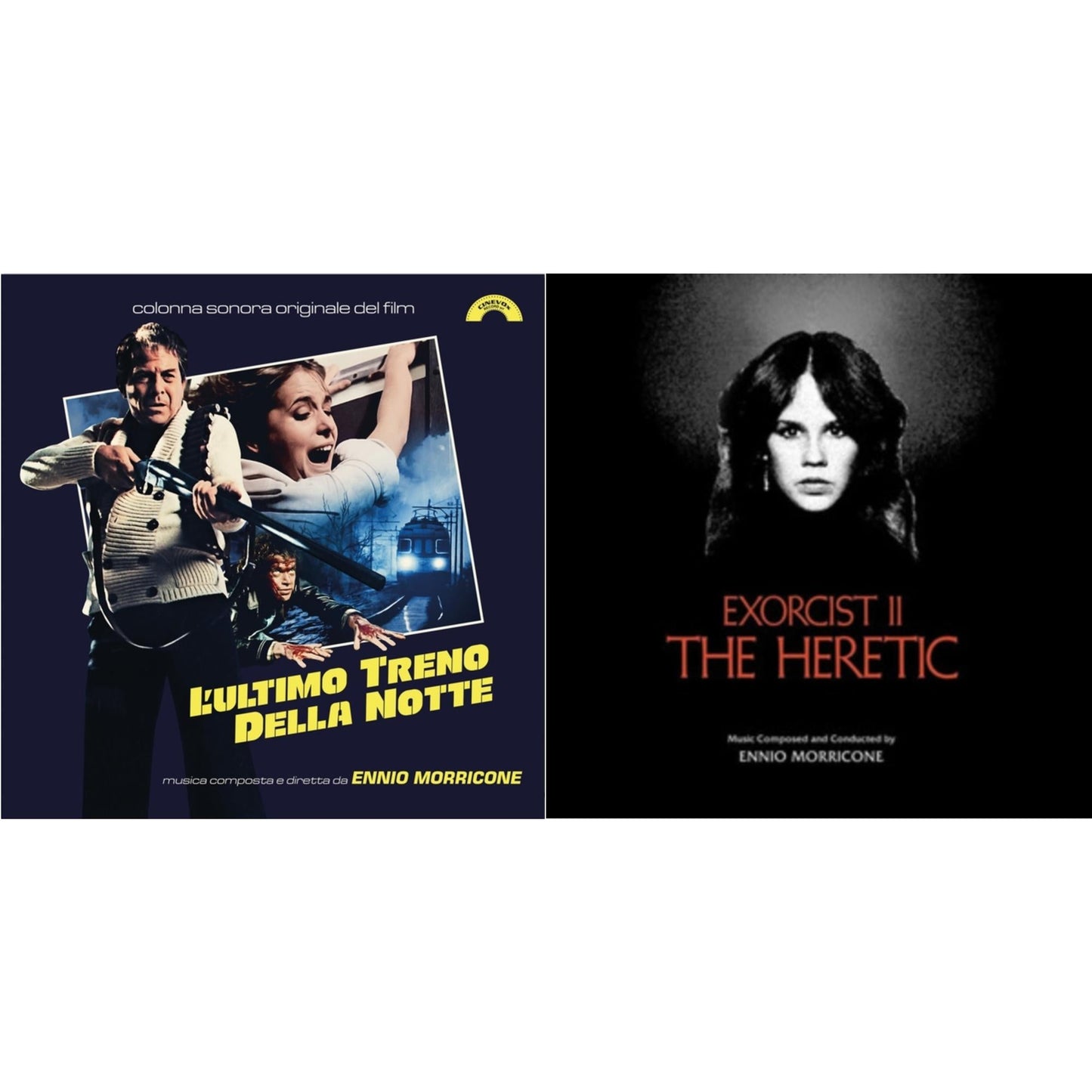 Ennio Morricone - L’Ultimo Treno Della Notte (Yellow LP Vinyl) & Exorcist Ii: The Heretic (Blood Red With Black Splatter LP Vinyl) (Ams Exclusive)
