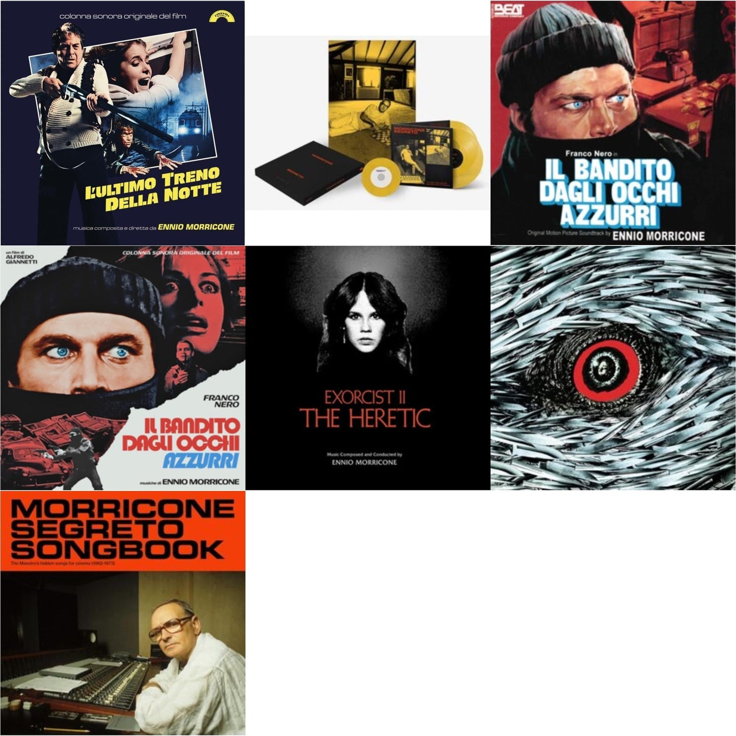 Ennio Morricone - Morricone Segreto (Yellow Vinyl/2LP/7Inch Single Collector's Edition) & Blue-Eyed Bandit (Il Bandito Dagli Occhi Azzurri) Ost & L’Ultimo Treno Della Notte (Yellow LP Vinyl) & Blue-Eyed Bandit (Il Bandito Dagli Occhi Azzurri) Ost
