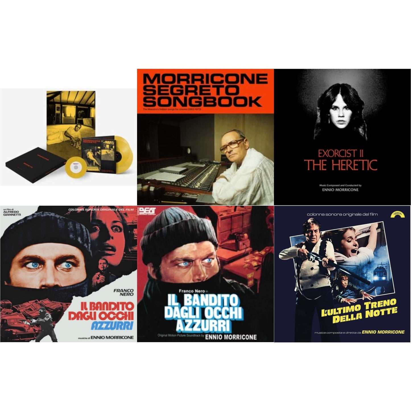 Ennio Morricone - Morricone Segreto (Yellow Vinyl/2LP/7Inch Single Collector's Edition) & Blue-Eyed Bandit (Il Bandito Dagli Occhi Azzurri) Ost & L’Ultimo Treno Della Notte (Yellow LP Vinyl) & Blue-Eyed Bandit (Il Bandito Dagli Occhi Azzurri) Ost