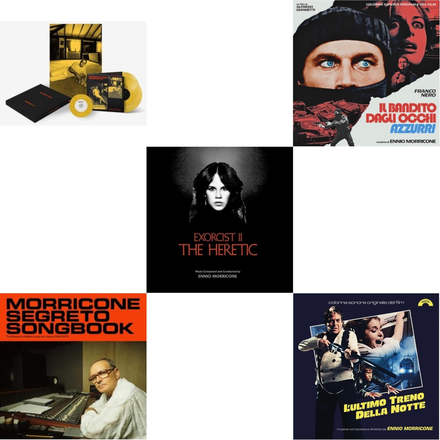 Ennio Morricone - Morricone Segreto (Yellow Vinyl/2LP/7Inch Single Collector's Edition) & L’Ultimo Treno Della Notte (Yellow LP Vinyl) & Blue-Eyed Bandit (Il Bandito Dagli Occhi Azzurri) Ost (Blue LP Vinyl) (Rsd) & Morricone Segreto Songbook