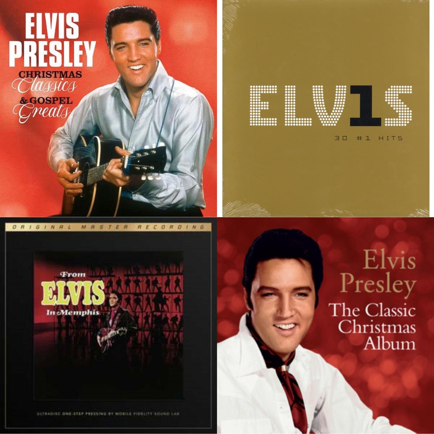 Elvis Presley - Classic Christmas Album & From Elvis In Memphis (2LP/180G/45RPM Supervinyl Ultradisc One-Step/Original Masters/Limited) & Christmas Classics & Gospel Greats (Ams Exclusive) (Snowy White LP Vinyl) & Elvis 30 #1 Hits (2LP/180G)