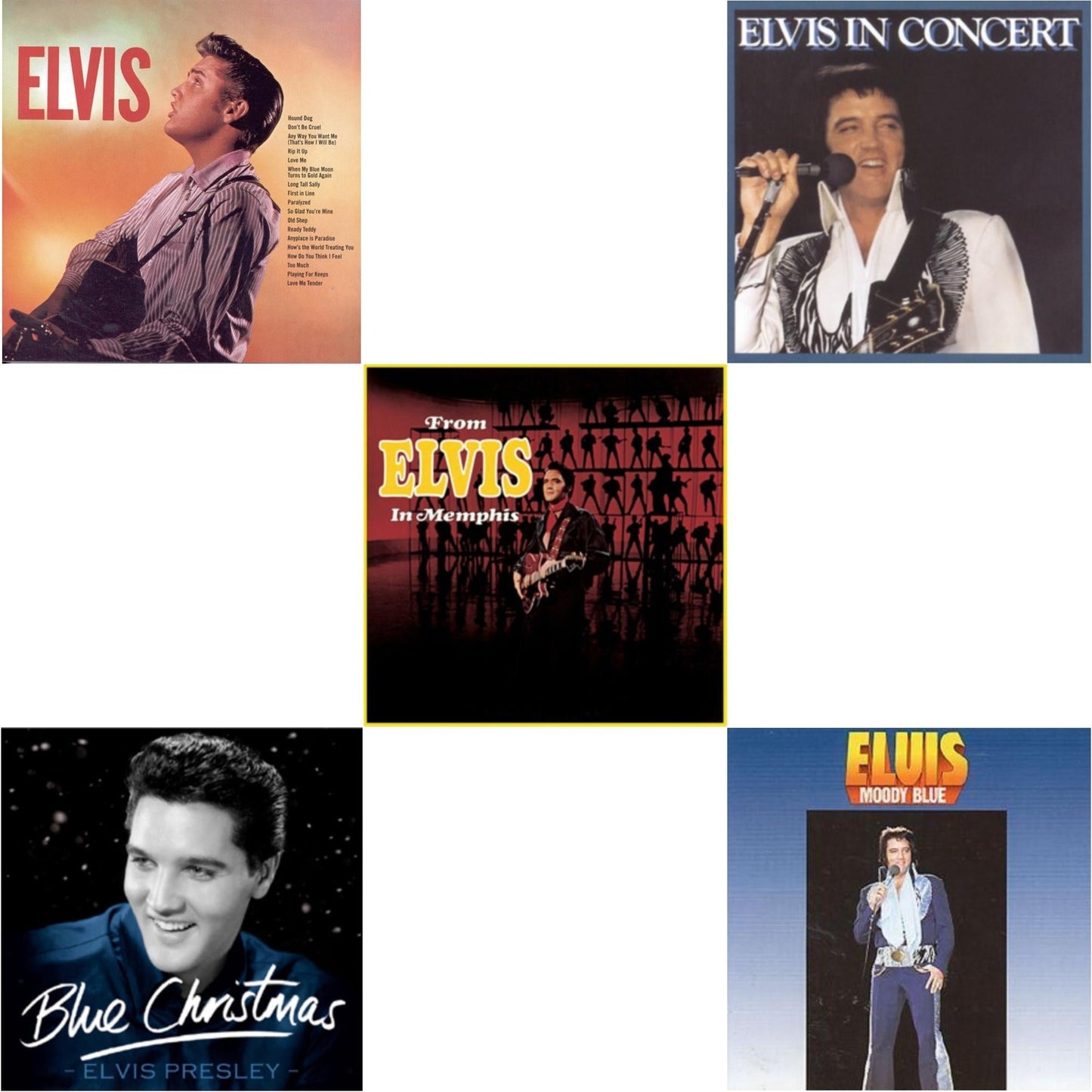 Elvis Presley - Elvis & Blue Christmas & From Elvis In Memphis & Elvis In Concert & Moody Blue - CD Bundle