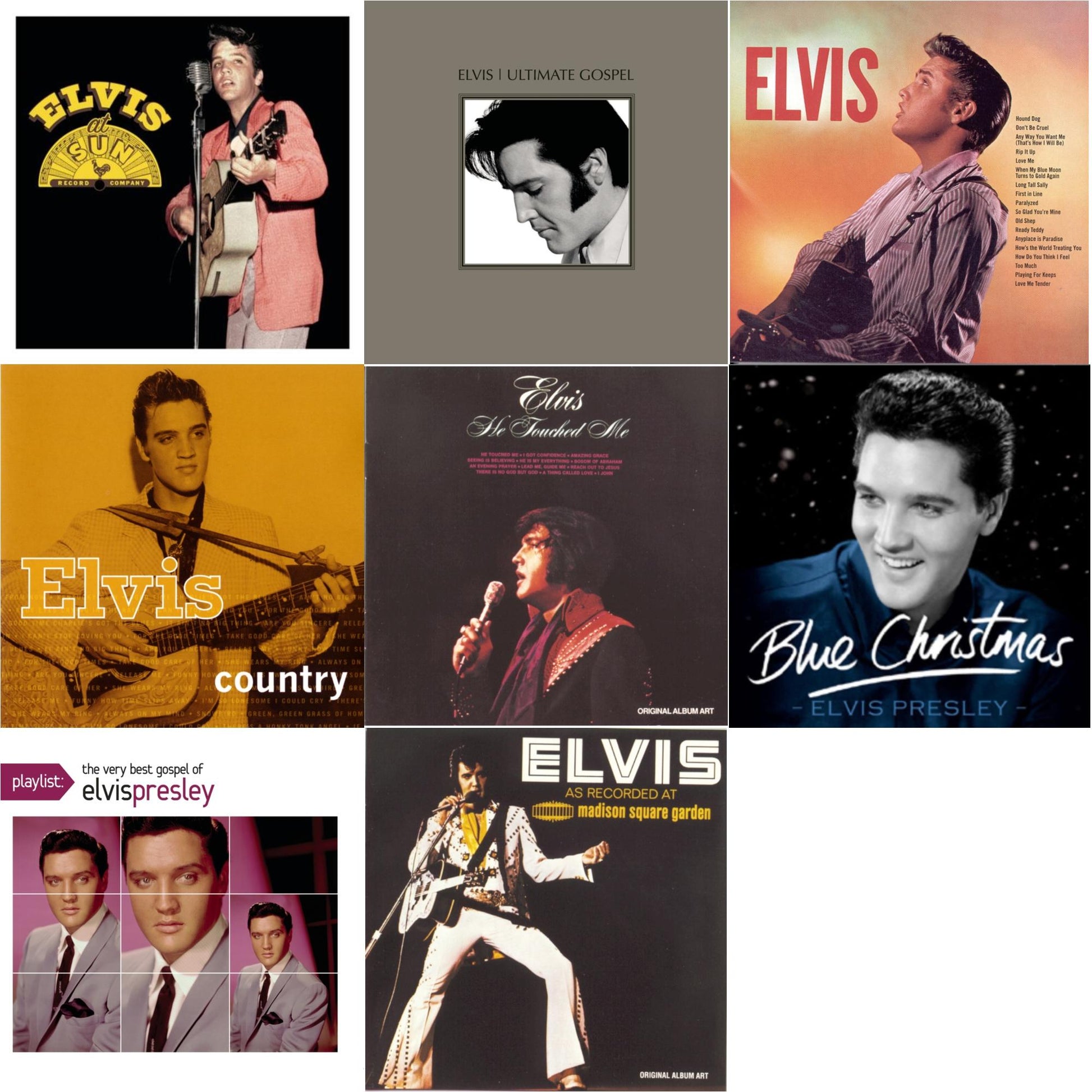 Elvis Presley - Elvis At Sun & Elvis Ultimate Gospel & Elvis & Elvis Country & He Touched Me & Blue Christmas & Playlist: Very Best Gospel Of Elvis Presley & Elvis As Recorded At Madison Square Garden - CD Bundle