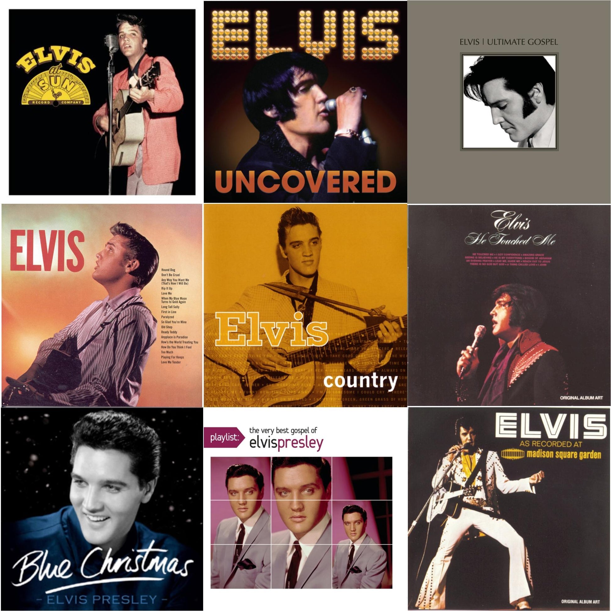 Elvis Presley - Elvis At Sun & Uncovered & Elvis Ultimate Gospel & Elvis & Elvis Country & He Touched Me & Blue Christmas & Playlist: Very Best Gospel Of Elvis Presley & Elvis As Recorded At Madison Square Garden - CD Bundle