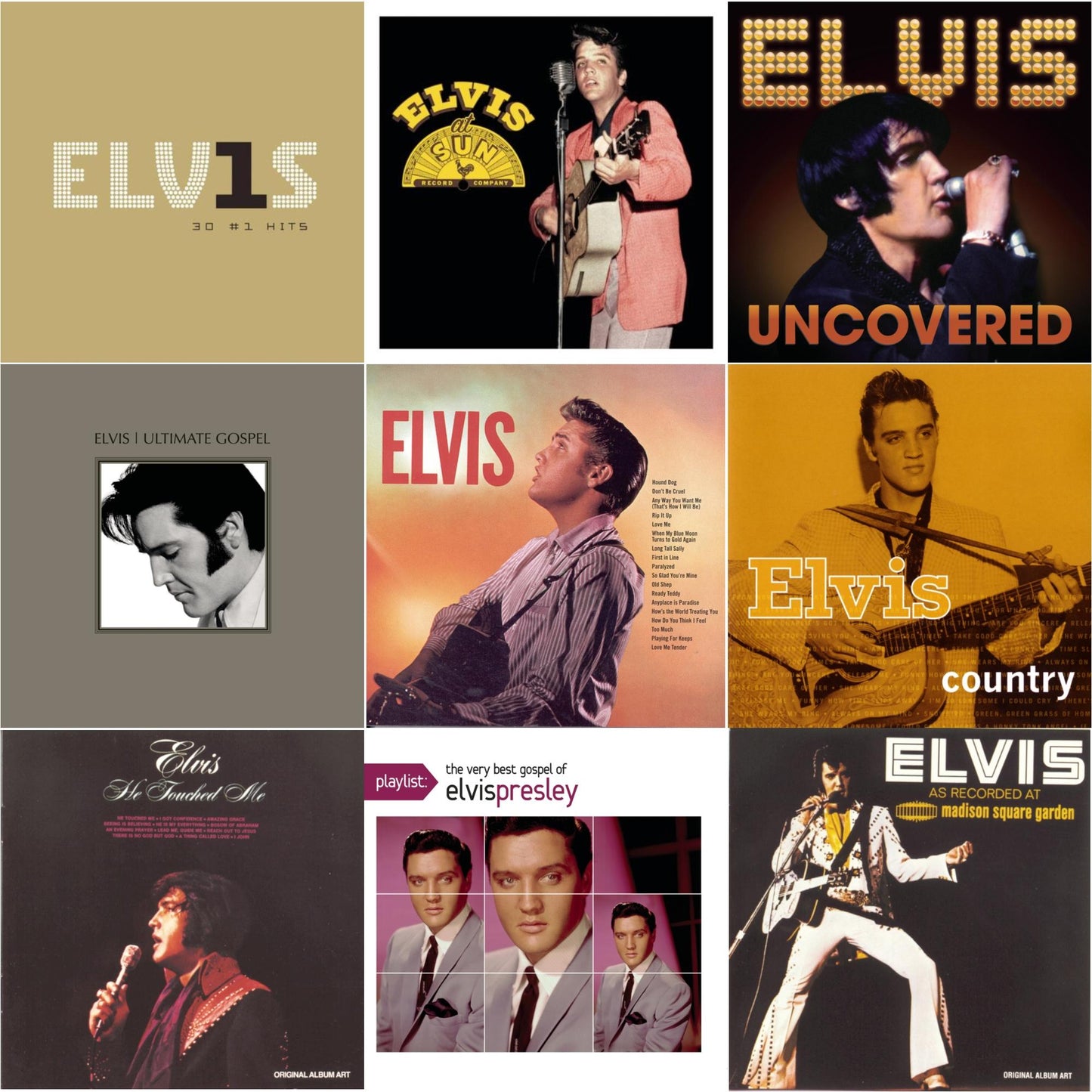 Elvis Presley - Elvis 30 #1 Hits & Elvis At Sun & Uncovered & Elvis Ultimate Gospel & Elvis & Elvis Country & He Touched Me & Playlist: Very Best Gospel Of Elvis Presley & Elvis As Recorded At Madison Square Garden - CD Bundle