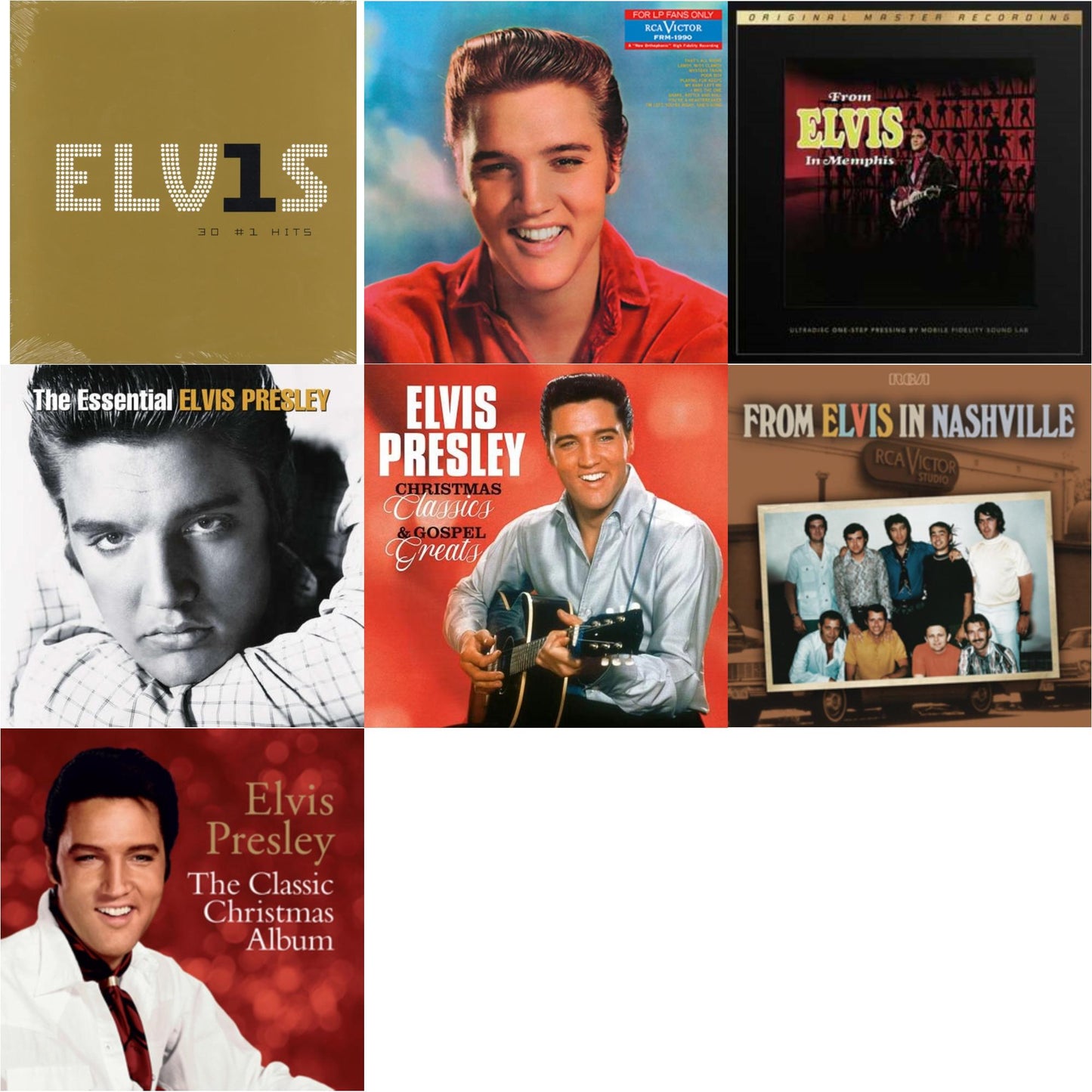 Elvis Presley - From Elvis In Nashville (2LP) & Classic Christmas Album & From Elvis In Memphis (2LP/180G/45RPM Supervinyl Ultradisc One-Step/Original Masters/Limited) & Christmas Classics & Gospel Greats (Ams Exclusive) (Snowy White LP Vinyl) & For