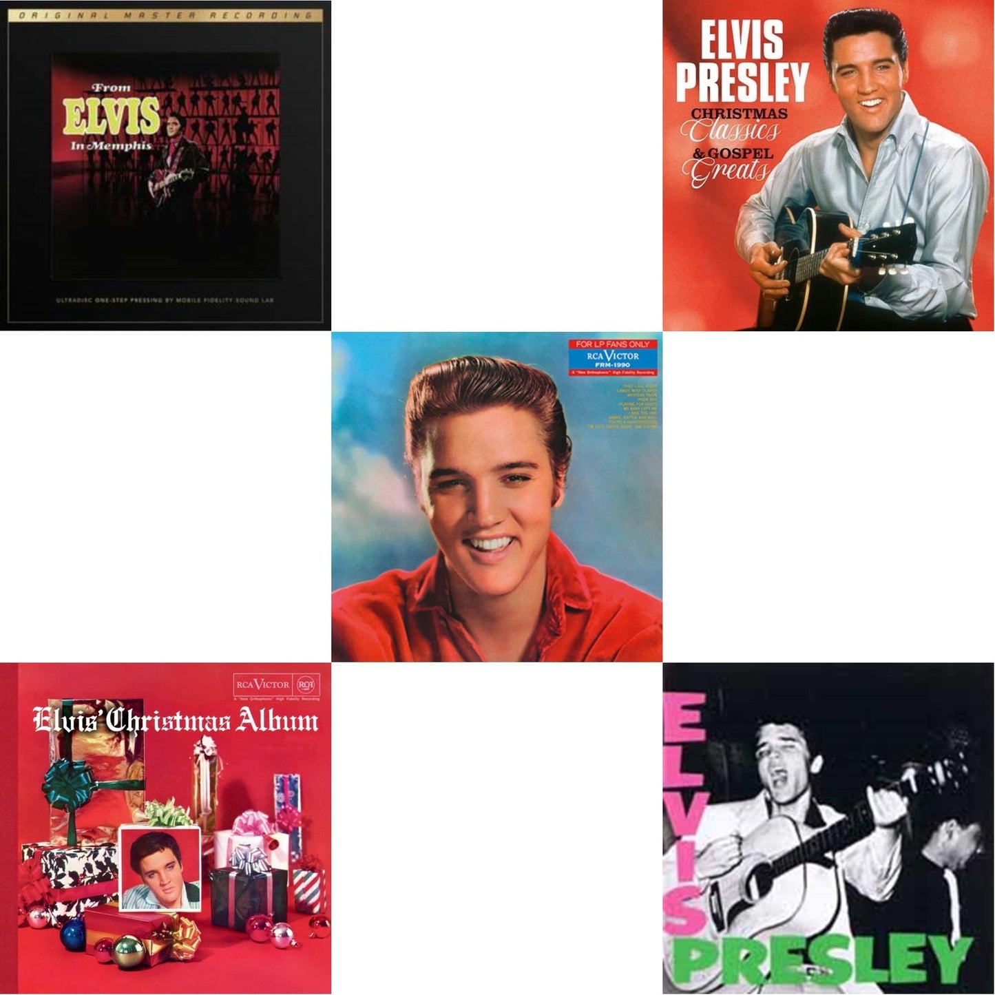 Elvis Presley - Elvis' Christmas Album & From Elvis In Memphis (2LP/180G/45RPM Supervinyl Ultradisc One-Step/Original Masters/Limited) & Christmas Classics & Gospel Greats (Ams Exclusive) (Snowy White LP Vinyl) & For LP Fans Only (Translucent Blue