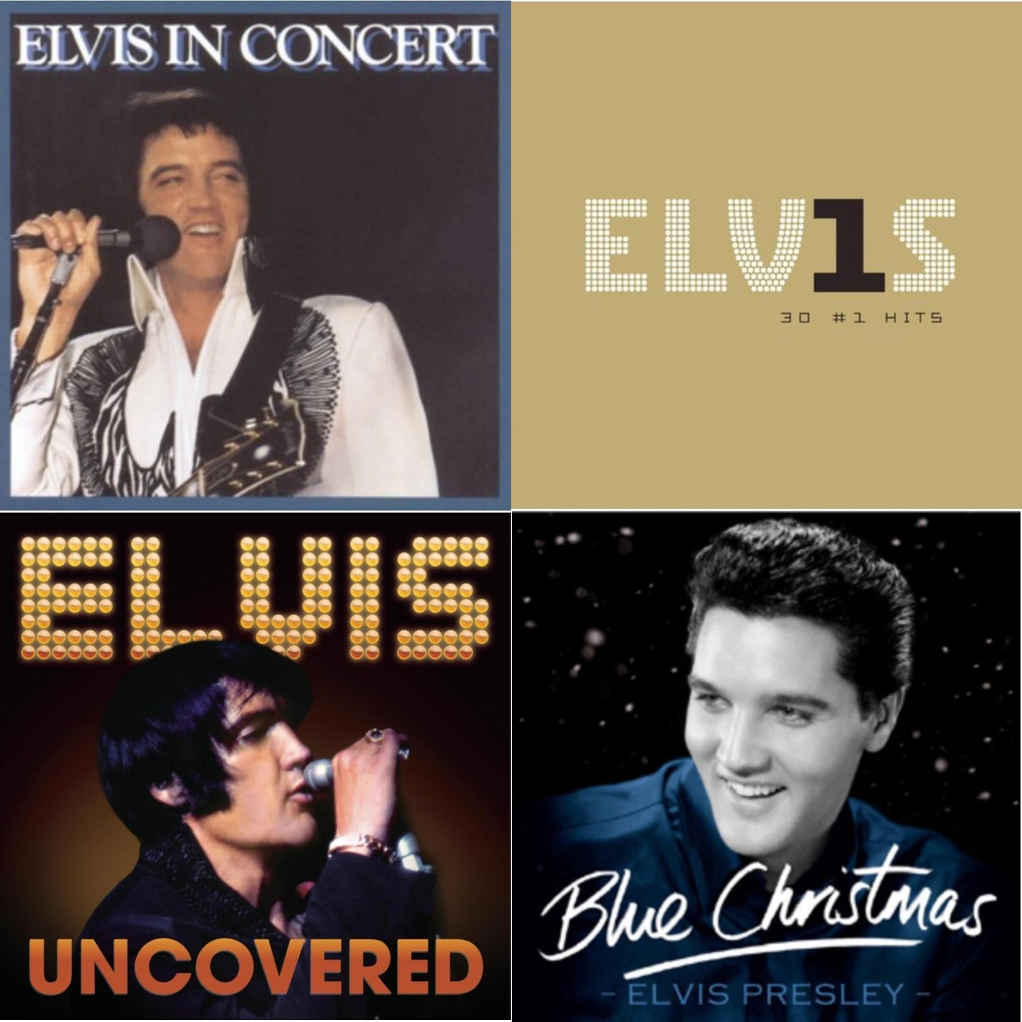 Elvis Presley - Elvis In Concert & Elvis 30 #1 Hits & Uncovered & Blue Christmas - CD Bundle