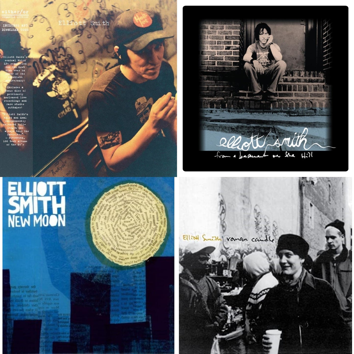 Elliott Smith - Either/Or (Dl Card) & From A Basement On The Hill (Dl Card/2LP) & New Moon (Metallic Silver Vinyl/2LP) (I) & Roman Candle (Dl Card)