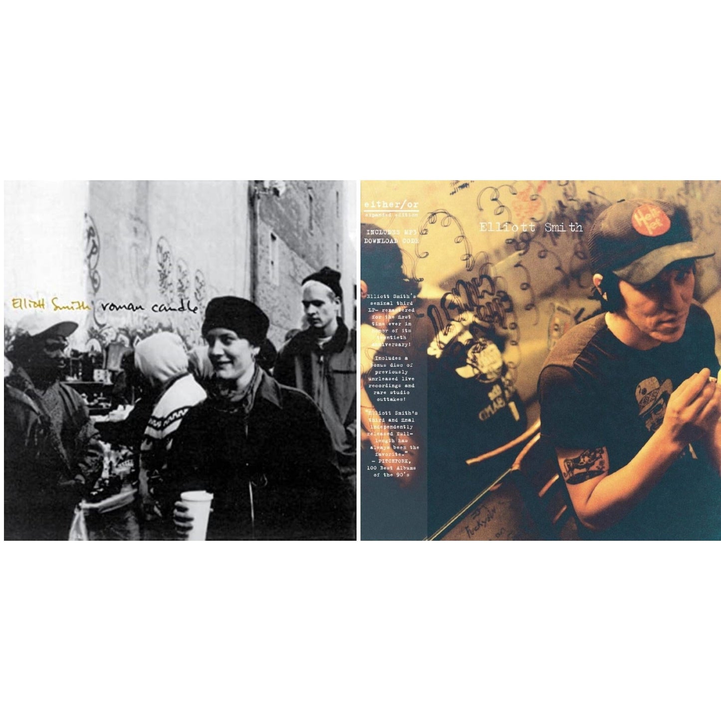 Elliott Smith - Either/Or (Dl Card) & Roman Candle (Dl Card) - LP Vinyl Bundle
