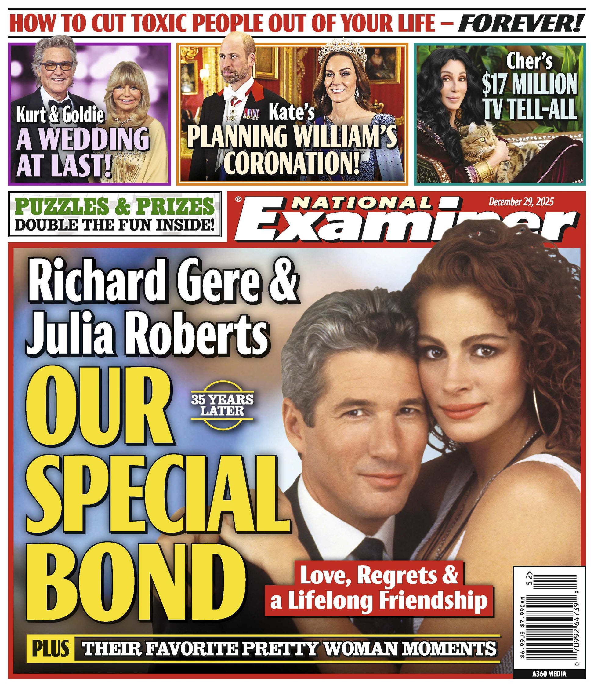 National Examiner - 12.29.25: Richard Gere & Julia Roberts’ Lifelong Friendship, Kurt Russell & Goldie Hawn's Wedding, Princess Kate Prepares For William’s Coronation, Cher's $17M Tell-All & More!