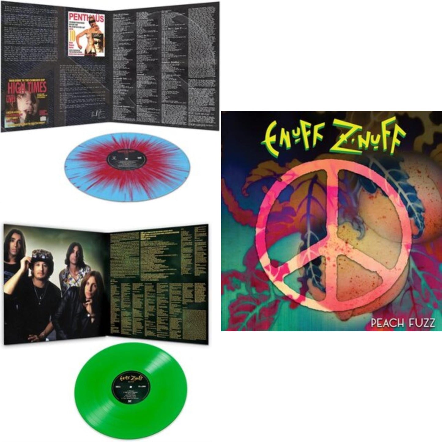 Enuff Z'nuff - 1985 (Blue & Red Starburst LP Vinyl) & Seven (Green LP Vinyl/Reissue) & Peach Fuzz (Peach LP Vinyl)