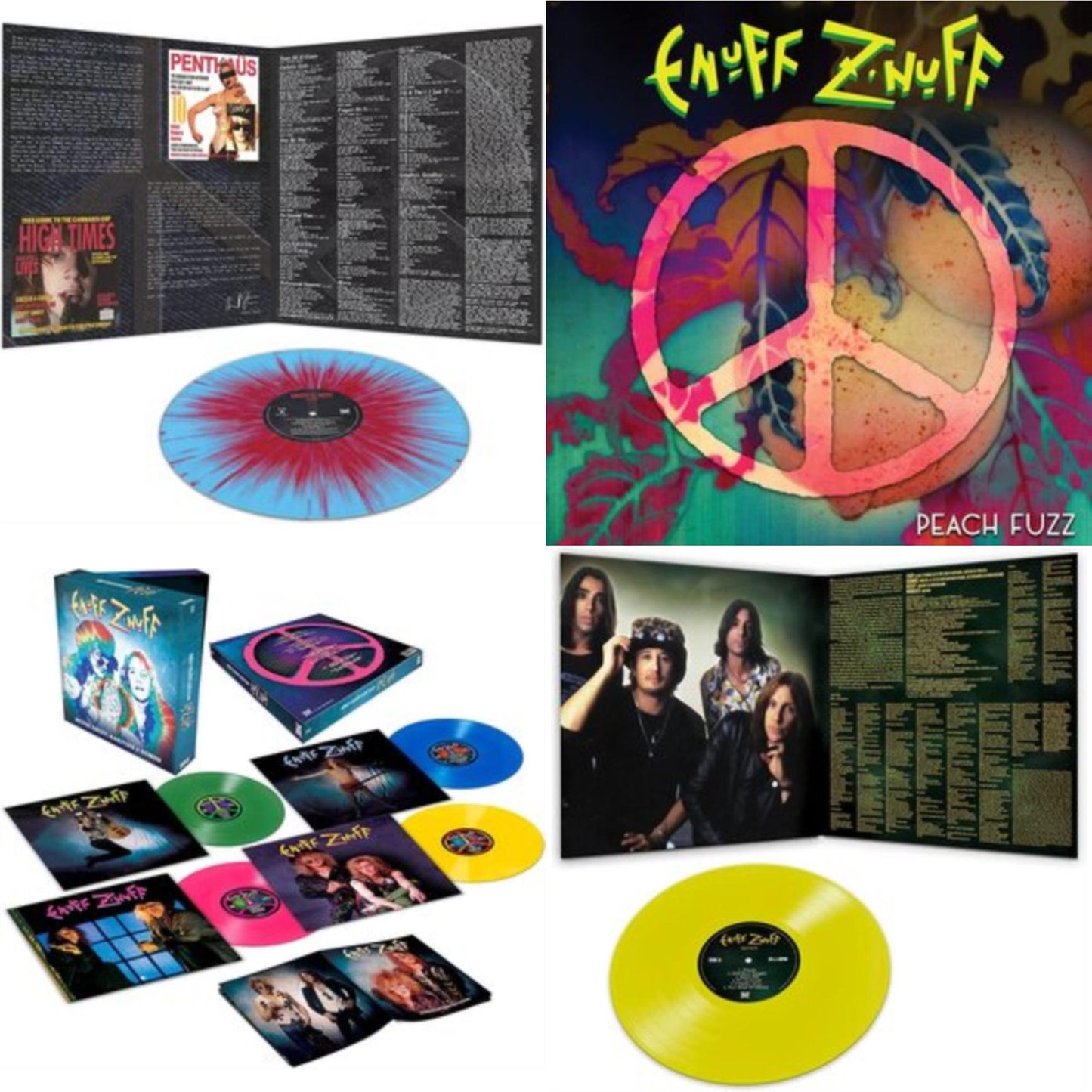 Enuff Z'nuff - 1985 (Blue & Red Starburst LP Vinyl) & Peach Fuzz (Peach LP Vinyl) & Rarities & Demos (4LP/Colored Vinyl) & Seven (Yellow LP Vinyl/Reissue)