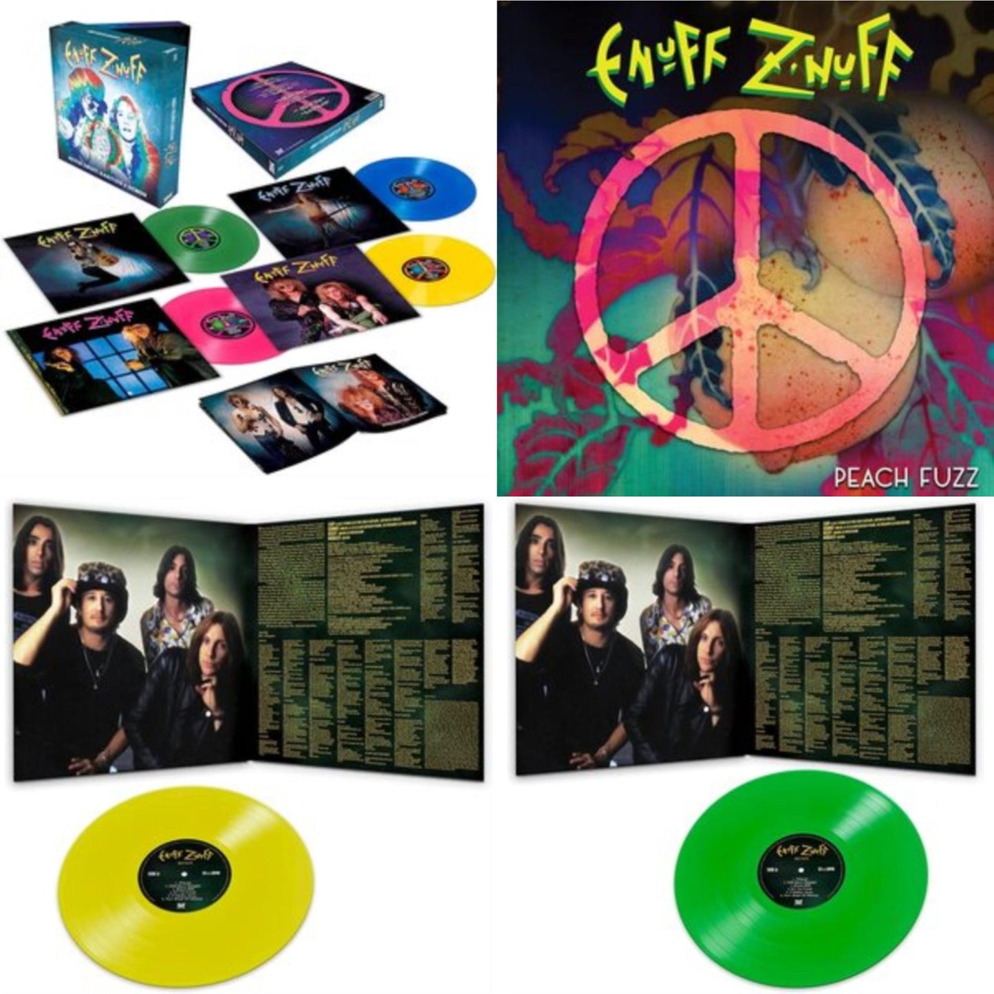 Enuff Z'nuff - Peach Fuzz (Peach LP Vinyl) & Seven (Green LP Vinyl/Reissue) & Rarities & Demos (4LP/Colored Vinyl) & Seven (Yellow LP Vinyl/Reissue)