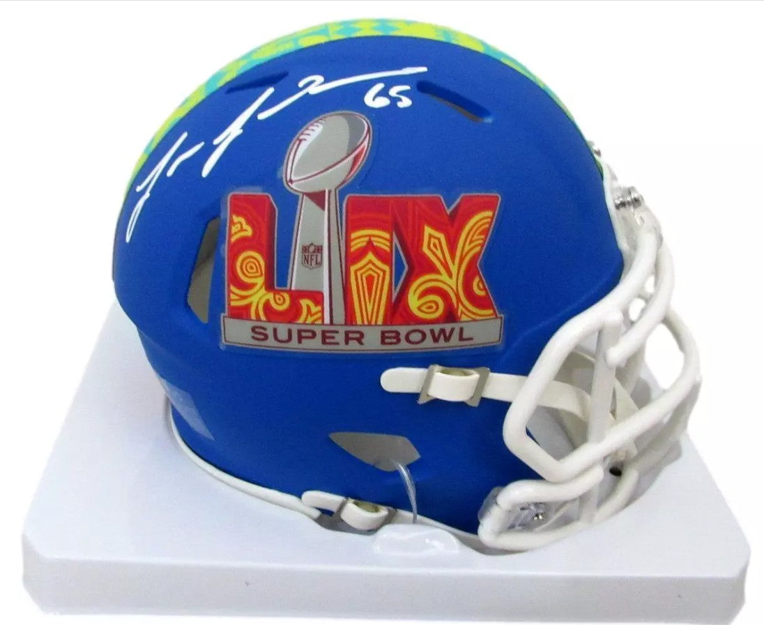 Lane Johnson Philadelphia Eagles Autographed Super Bowl LIX Football Mini-Helmet
