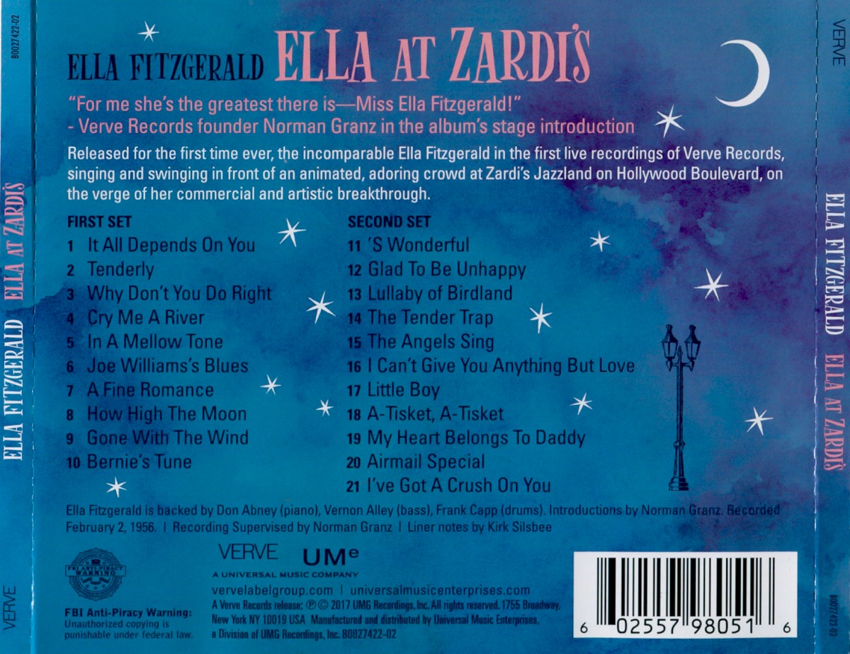 Ella Fitzgerald – Ella At Zardi's Music CD