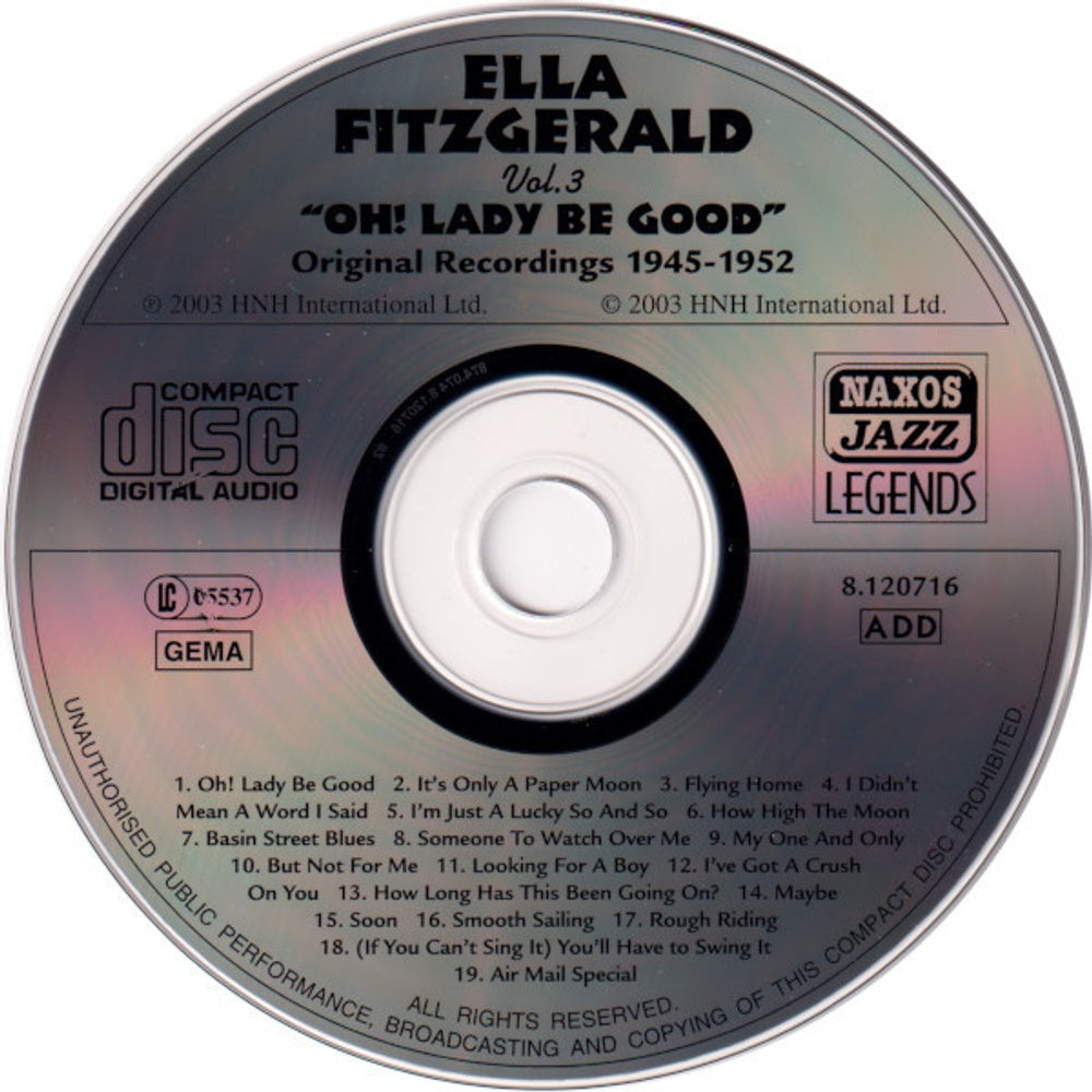 Ella Fitzgerald – Oh! Lady Be Good, Volume 3 Music CD