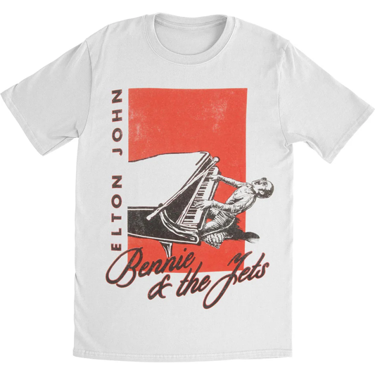 Elton John Bennie & The Jets Mens T Shirt White