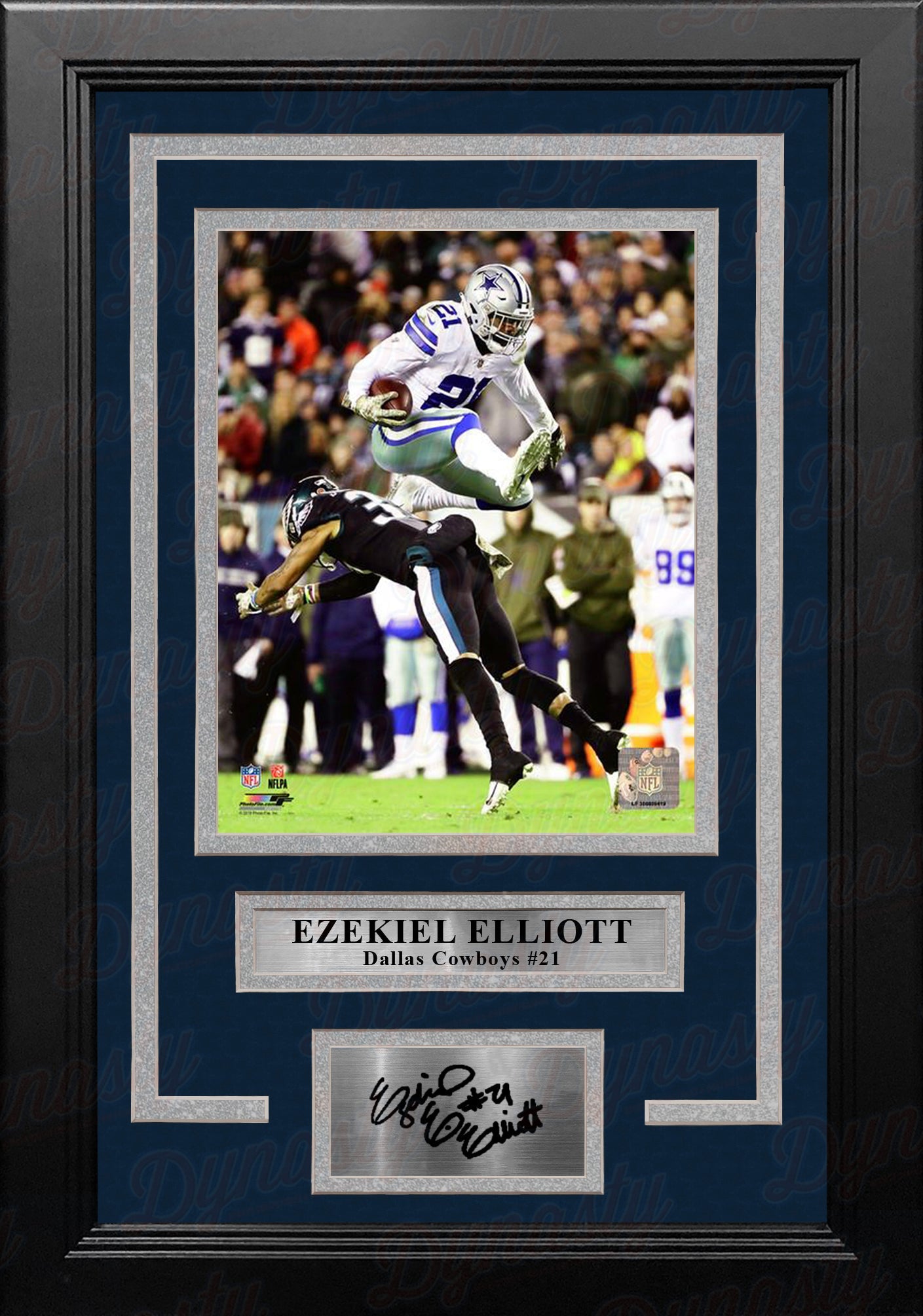 Ezekiel Elliott v. The Eagles Dallas Cowboys 8" x 10" Framed Football Photo with Engraved Autograph