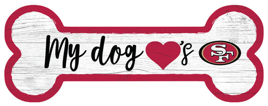 San Francisco Football Dog Bone White Wooden Sign