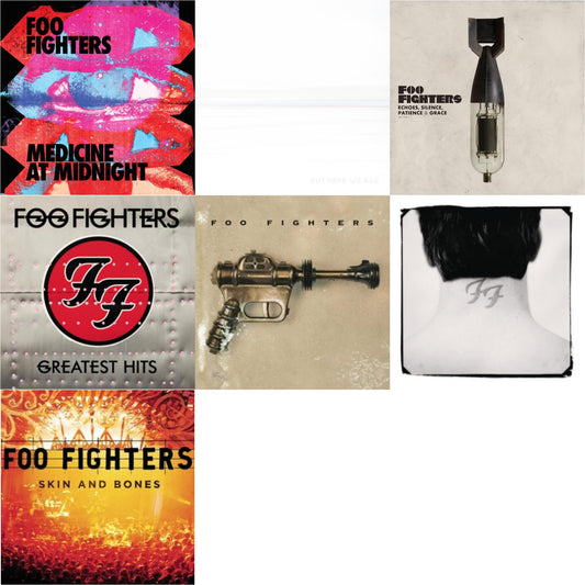 Foo Fighters - Medicine At Midnight (140G) & But Here We Are (White LP Vinyl) & Echoes Silence Patience & Grace & Greatest Hits (2LP/Dl Card/Gatefold) & Foo Fighters (Dl Card) & There Is Nothing Left To Lose (2LP/Dl Card) & Skin & Bones (2LP/Dl Card)