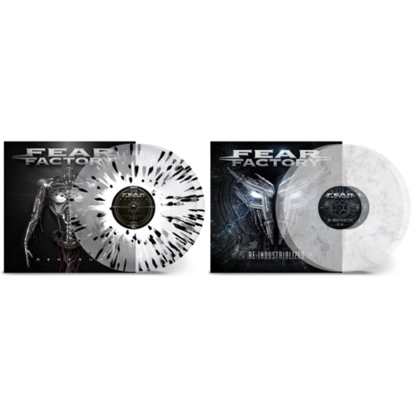 Fear Factory - Re-Industrialized (Silver LP Vinyl) & Genexus (Crystal Clear Black White Splatter Vinyl/2LP)