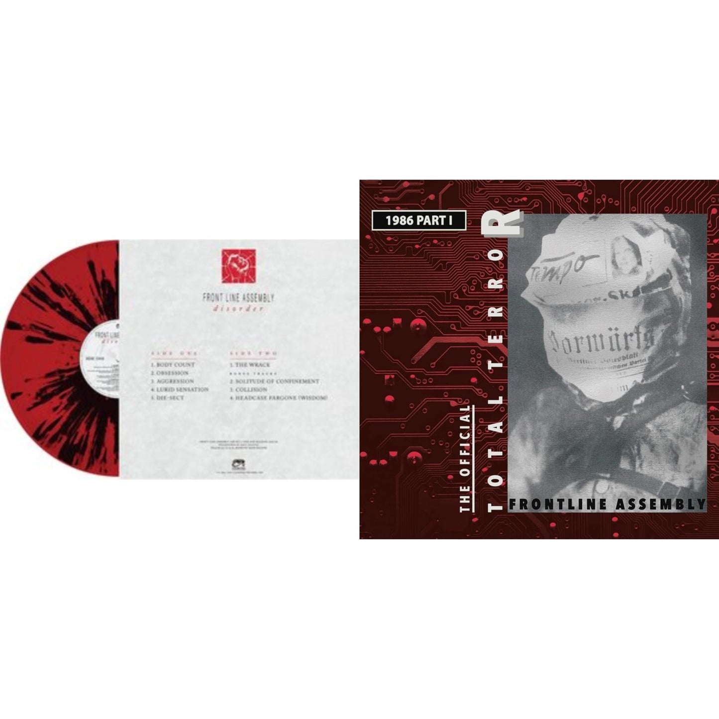 Front Line Assembly - Disorder (Red & Black Splatter LP Vinyl) & Total Terror Part I 1986 (Red Vinyl/2LP)