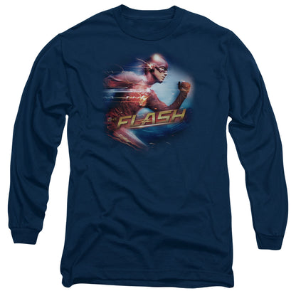 The Flash Fastest Man Mens Long Sleeve Shirt Navy Officially Licensed