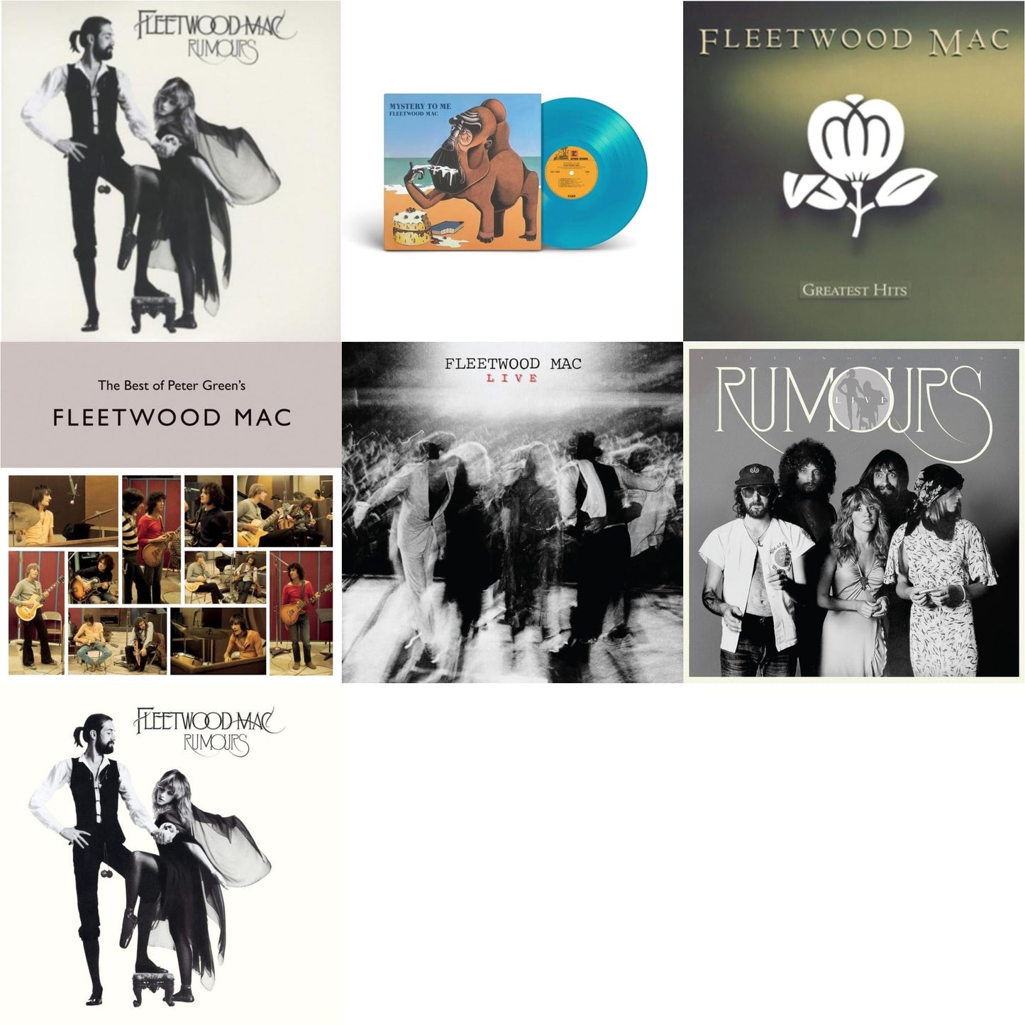 Fleetwood Mac - Rumours (2LP/45RPM/Deluxe) & Mystery To Me (Ocean-Blue LP Vinyl) (Rocktober) & Greatest Hits & Best Of Peter Green's Fleetwood Mac (2LP/140G) & Fleetwood Mac Live (Super Deluxe Edition/2LP/3CD/7Inch) & Rumours Live (2LP) & Rumours