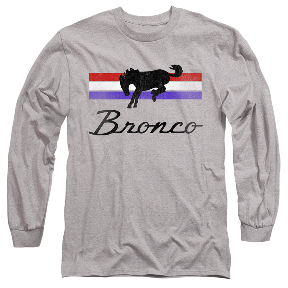 Ford Bronco Bronco Stripes Mens Long Sleeve Shirt Athletic Heather Officially Licensed