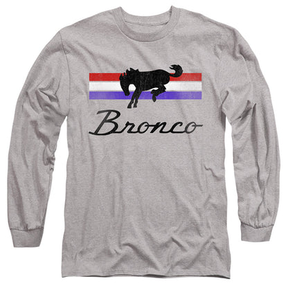 Ford Bronco Bronco Stripes Mens Long Sleeve Shirt Athletic Heather Officially Licensed