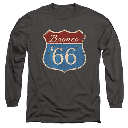 Ford Bronco Route 66 Bronco Mens Long Sleeve Shirt Charcoal Officially Licensed