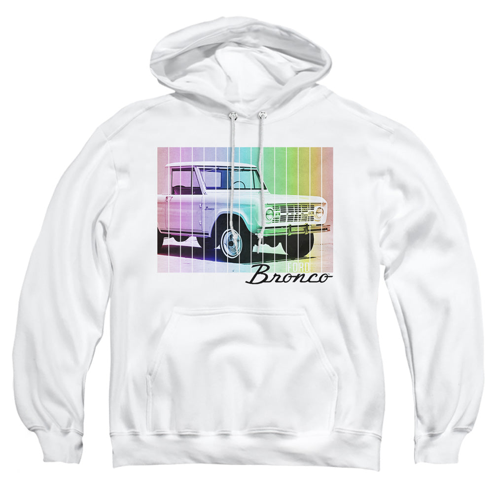 Ford Bronco Retro Rainbow Mens Hoodie White