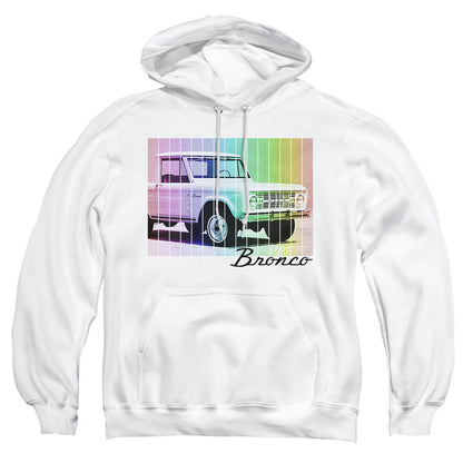 Ford Bronco Retro Rainbow Mens Hoodie White