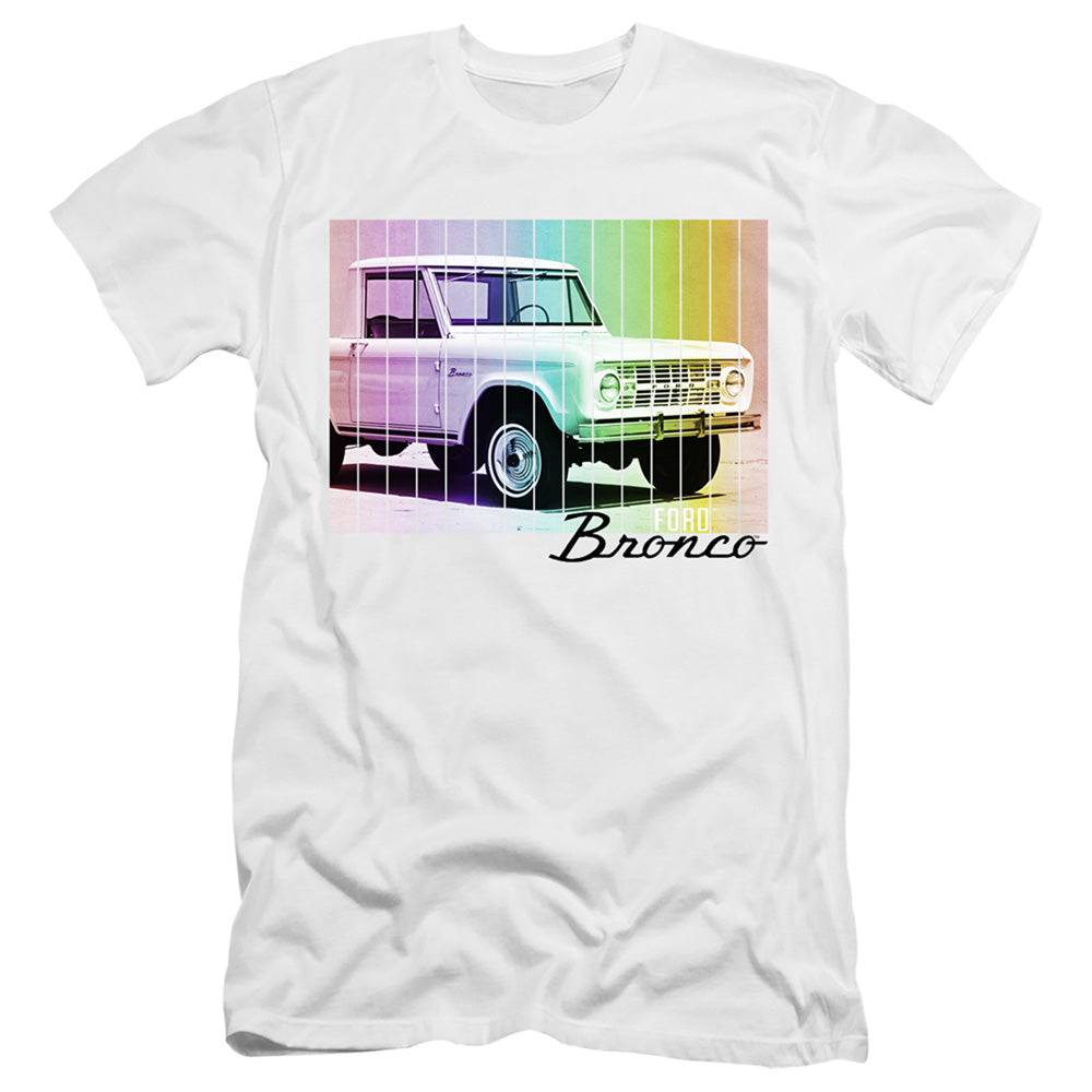 Ford Bronco Retro Rainbow Hbo Premium Bella Canvas Slim Fit Mens T Shirt White