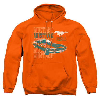 Ford Mustang Mach 1 Repeat Mens Hoodie Orange