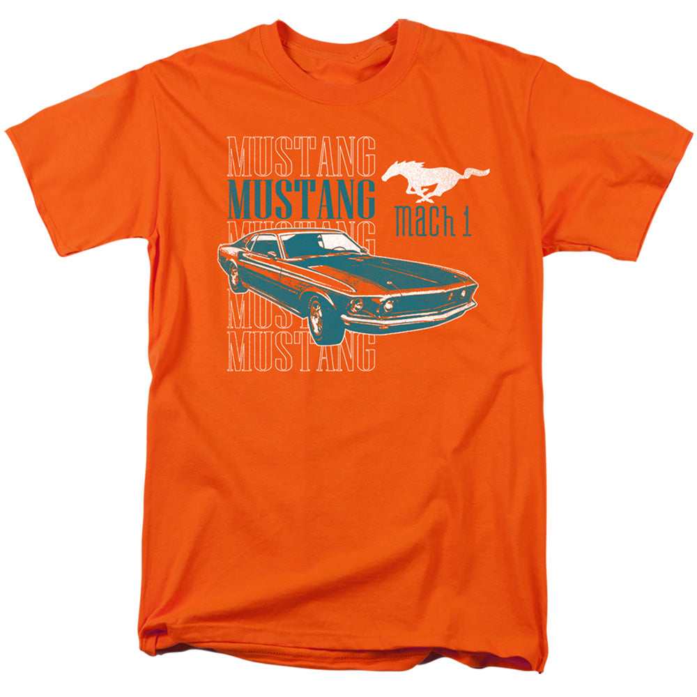 Ford Mustang Mach 1 Repeat Mens T Shirt Orange