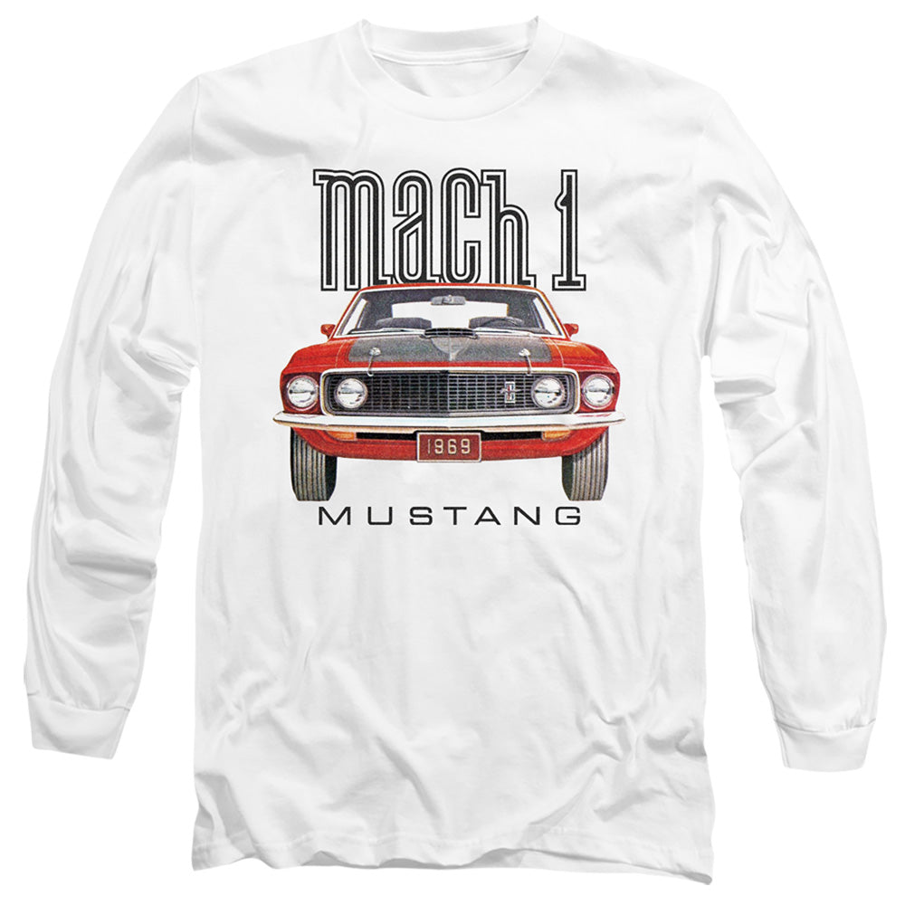 Ford Mustang 69 Mach 1 Mens Long Sleeve Shirt White