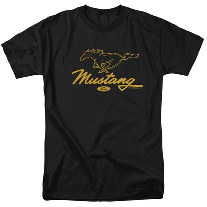 Ford Mustang Pony Script Mens T Shirt Black