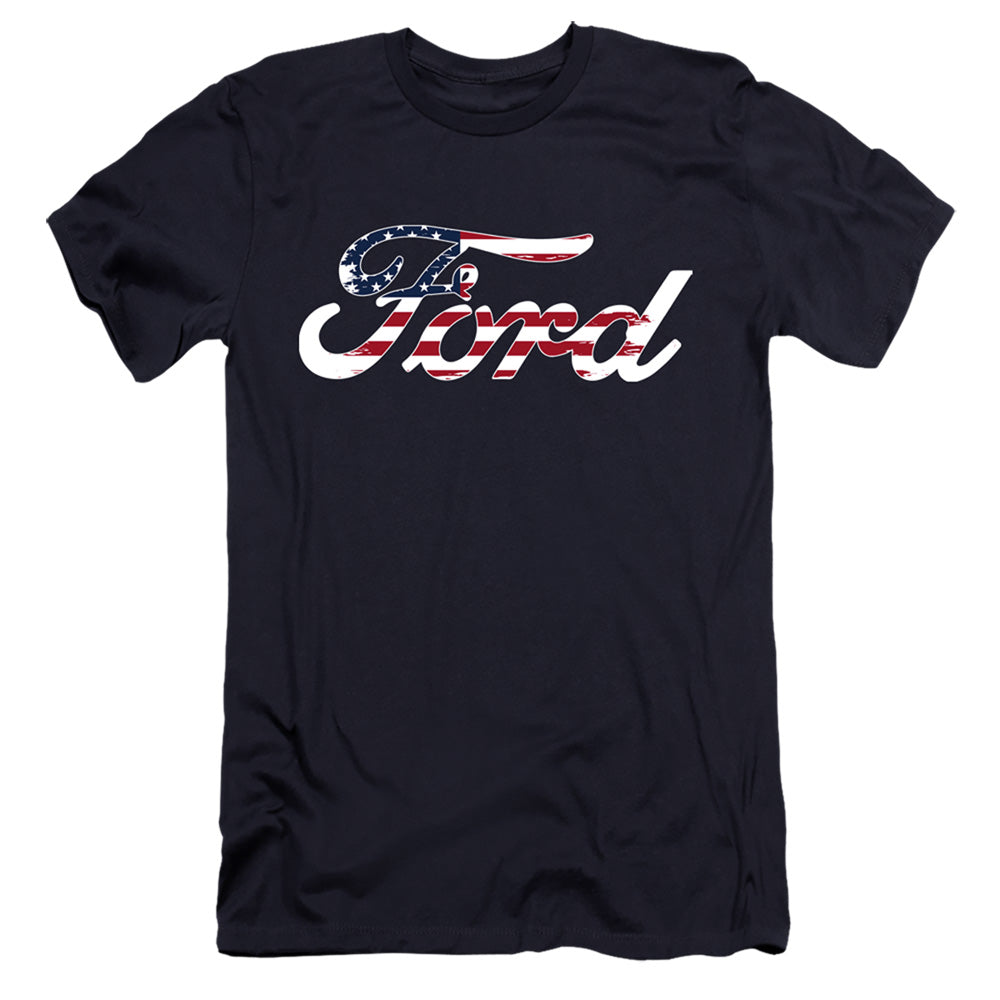 Ford Flag Logo Hbo Premium Bella Canvas Slim Fit Mens T Shirt Navy