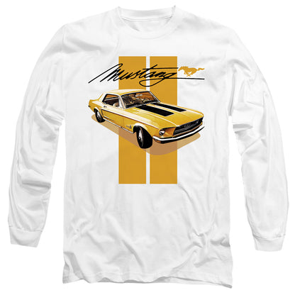 Ford Mustang Stang Stripes Mens Long Sleeve Shirt White