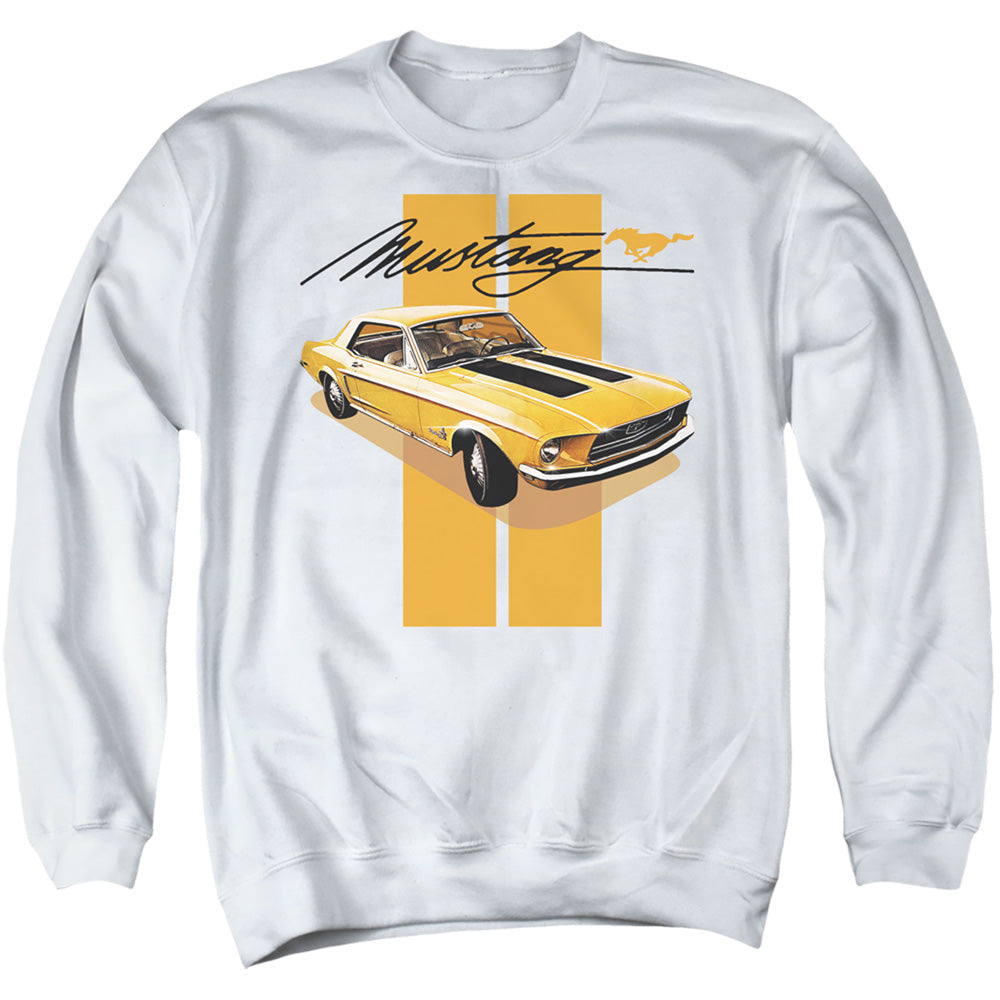 Ford Mustang Stang Stripes Mens Crewneck Sweatshirt White