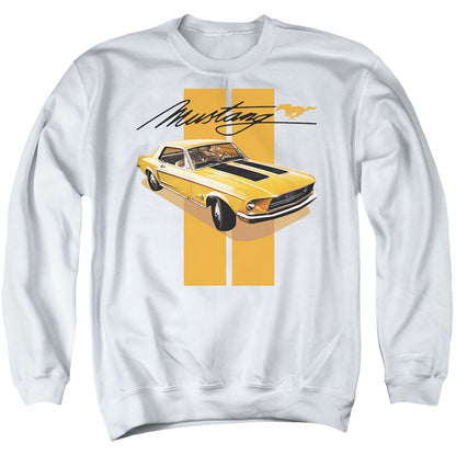 Ford Mustang Stang Stripes Mens Crewneck Sweatshirt White