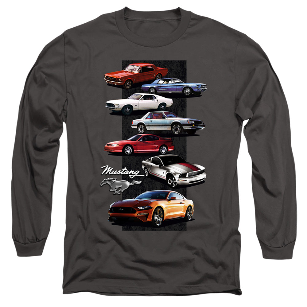 Ford Mustang Mustang Stack Mens Long Sleeve Shirt Charcoal Officially Licensed