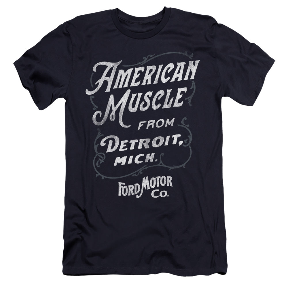 Ford American Muscle Classic Script Hbo Premium Bella Canvas Slim Fit Mens T Shirt Navy