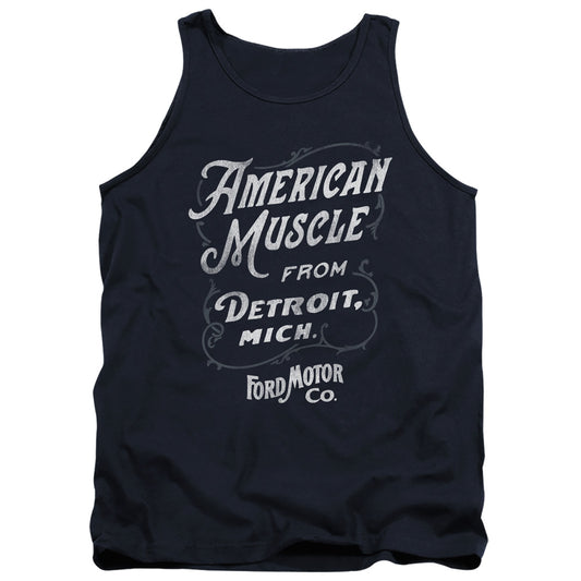 Ford American Muscle Classic Script Mens Tank Top Shirt Navy