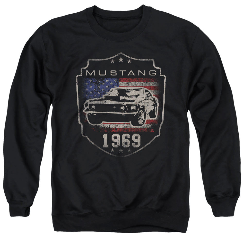 Ford Mustang 1969 Flag Mens Crewneck Sweatshirt Black