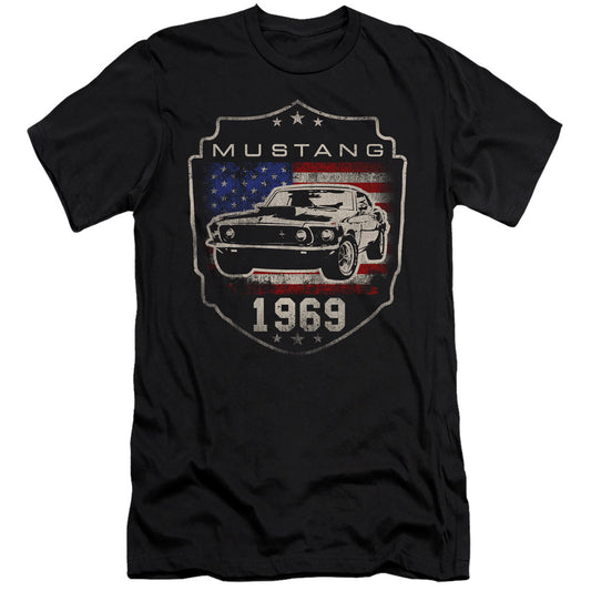 Ford Mustang 1969 Flag Hbo Premium Bella Canvas Slim Fit Mens T Shirt Black